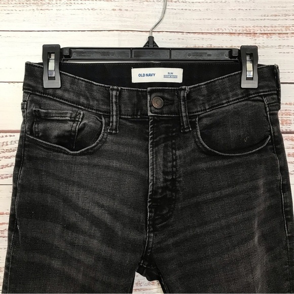 Old Navy jeans built in flex Black mens size 29 slim straight leg jeans‎ - Picture 2 of 6